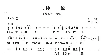 草原风：1.传说_民歌简谱_词曲:屈塬· 张千一