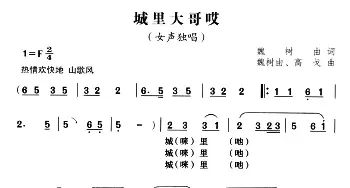 城里大哥哎_民歌简谱_词曲:魏树由 魏树由、高戈