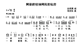 阿爸的牧场阿妈的毡房_民歌简谱_词曲:白传英 刘汉生