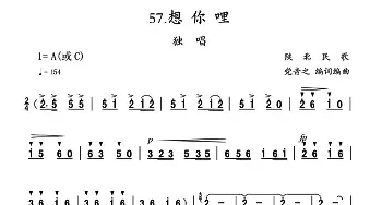 想你哩_民歌简谱_词曲: 陕北民歌、党音之编词编曲