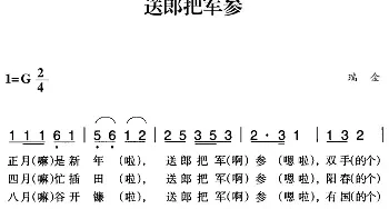 赣南闽西红色歌曲：送郎把军参_民歌简谱_词曲: 瑞金民歌