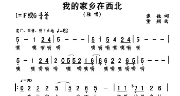 我的家乡在西北_民歌简谱_词曲:张弛 董翔