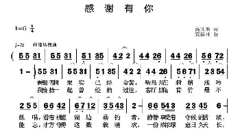 感谢有你_民歌简谱_词曲:汤文来 黄清林