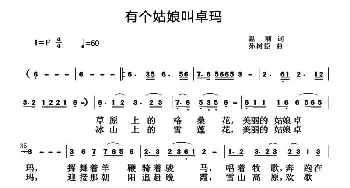 有个姑娘叫卓玛_民歌简谱_词曲:温丽 孙树臣