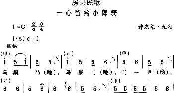 房县民歌：一心留给小郎骑_民歌简谱_词曲: