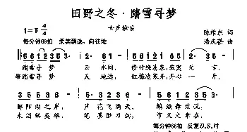 田野之冬·踏雪寻梦_民歌简谱_词曲:陈维东 潘庆蓓