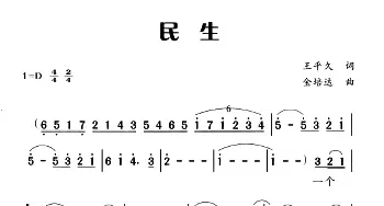 民生_民歌简谱_词曲:王平久 金培达