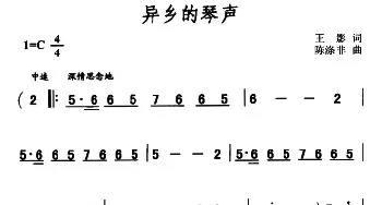 异乡的琴声_民歌简谱_词曲:王影 陈涤非