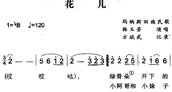 花儿_民歌简谱_词曲: 方斌武记录