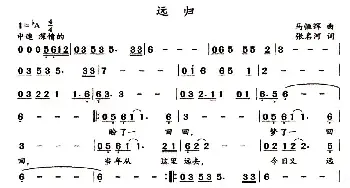 远归_民歌简谱_词曲:张名河 马恒辉