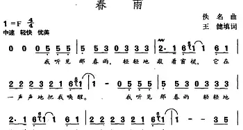 春雨_民歌简谱_词曲:王健填词 佚名