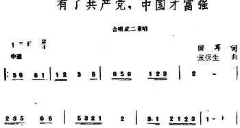 有了共产党，中国才富强 _民歌简谱_词曲:田耳 张保生