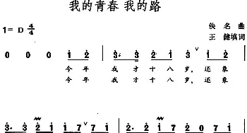 我的青春我的路_民歌简谱_词曲:王健填词 佚名