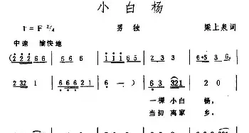 小白杨_民歌简谱_词曲:梁上泉 生茂