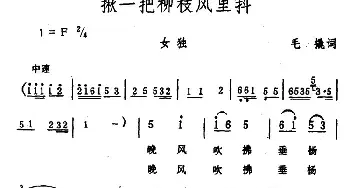 揪一把柳枝风里抖_民歌简谱_词曲:毛撬 生茂