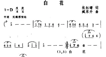 白花_民歌简谱_词曲:张红曙 臧东升