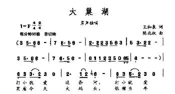 大巢湖_民歌简谱_词曲:王和权 陈兆权