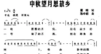 中秋望月思故乡_民歌简谱_词曲:瞿晓 陈中朝