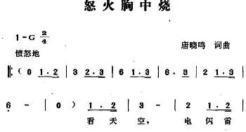 怒火胸中烧_民歌简谱_词曲:唐晓鸣 唐晓鸣