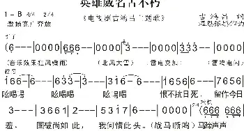 英雄威名永不朽_民歌简谱_词曲:吉鸿昌 温恩银