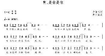 啊，是你是你_民歌简谱_词曲:李育农 朝乐蒙