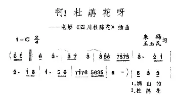 啊！杜鹃_民歌简谱_词曲:朱玛、王玉民 王酩