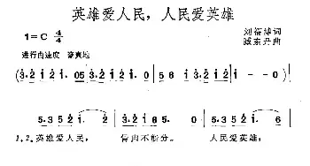 英雄爱人民，人民爱英雄_民歌简谱_词曲:刘福博 臧东升