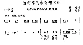 柳河湾的水呀甜又甜_民歌简谱_词曲:竹天 基笑