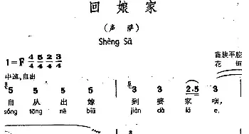 回娘家_民歌简谱_词曲: