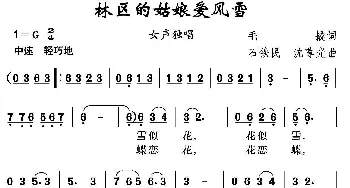 林区的姑娘爱风雪_民歌简谱_词曲:毛撬 石铁民 沈尊光