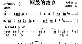 铜鼓的故乡_民歌简谱_词曲:冉耿文 梁宇明