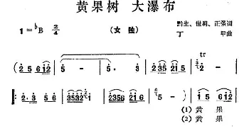 黄果树 大瀑布_民歌简谱_词曲:黔生 等 丁甲