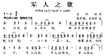 军人之歌_民歌简谱_词曲:王晓岭 张卓娅、王祖皆