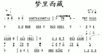 梦里西藏_民歌简谱_词曲:张艳慧 孙成芳