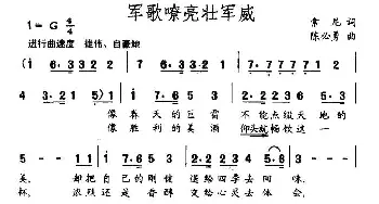 军歌嘹亮壮军威_民歌简谱_词曲:索尼 陈必勇