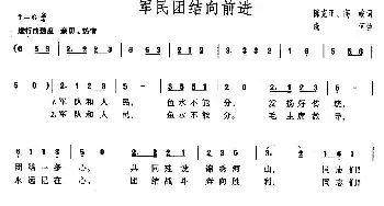 军民团结向前进_民歌简谱_词曲:陈克正、高峻 晓河