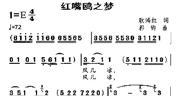 红嘴鸥之梦_民歌简谱_词曲:葛鸿红 郭钧