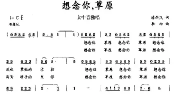 想念你，草原_民歌简谱_词曲:潘新民 李坤