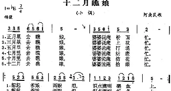 十二月瞧娘_民歌简谱_词曲: