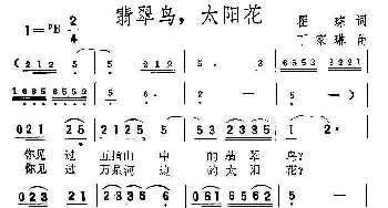 翡翠鸟，太阳花_民歌简谱_词曲:瞿琮 丁家琳