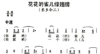 花花的雀儿绿翅膀_民歌简谱_词曲: