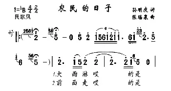 农民的日子_民歌简谱_词曲:孙明庆 陈瑶泉