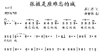 张掖是座难忘的城_民歌简谱_词曲:多红斌 李春林