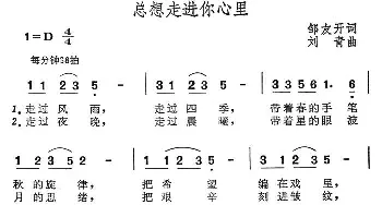 总想走进你心里_民歌简谱_词曲:邹友开 刘青