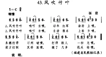 风吹竹叶_民歌简谱_词曲: