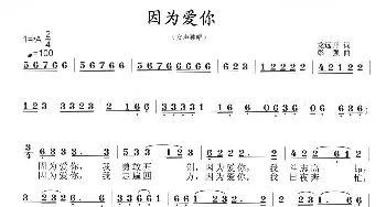 因为爱你_民歌简谱_词曲:龙远开 彭强