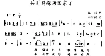 兵哥哥探亲回来了_民歌简谱_词曲:红旗 苏丽艳