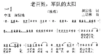 老百姓，军队的太阳_民歌简谱_词曲:胡宏伟 王培林