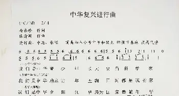 中华复兴进行曲_歌曲简谱_词曲:金杏珍 张清辨