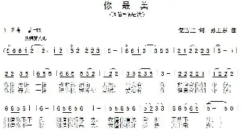 你最美_歌曲简谱_词曲:党雪兰 孙卫东